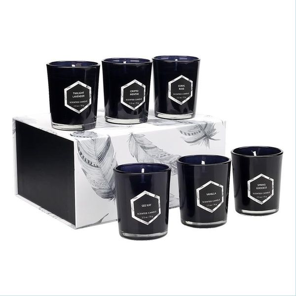 Velas de Natal Cera de cera de cera de vela de vidro Copo de vidro Candas de aromaterapia 6 PCs / Natal Casamento Dia dos namorados Presentes Droga Droga DHVOK