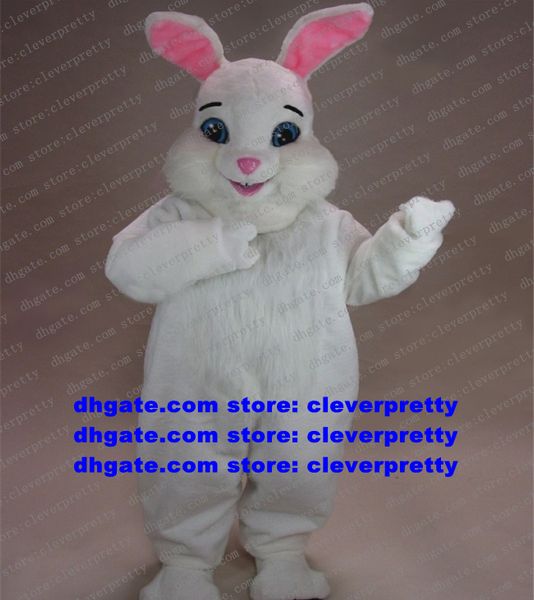 Weißes langes Pelz-Osterhasen-Maskottchen-Kostüm Osterhase-Kaninchen-Hasen-Cartoon-Figur, gut aussehend, nette Darbietung, zx2413