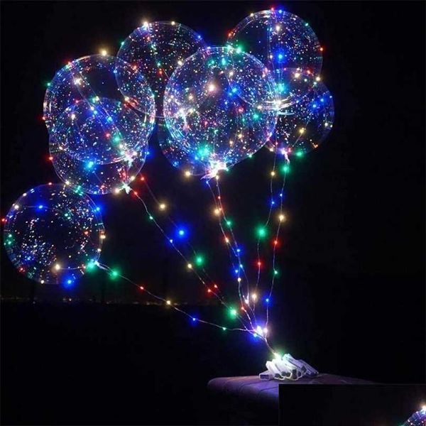 Parti Dekorasyonu 10 Paket Şeffaf Noel Led Bobo Balonlar Helyum Glow Balon Yıllık Doğum Günü Wedd Dhksv için Dize Işıkları