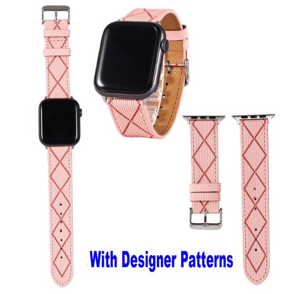 C Designer Fashion Leather Straps WatchBands For Apple Watchs Strap Band 38mm 40mm 41mm 42MM 44mm 45MM iWatch 8 S8 3 4 5 SE 6 7 Bands Luxury CC Flower Wristband Stripesnds