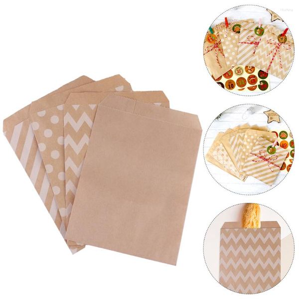 Bolsas de embrulho de presente Paper Advent Christmas Countdown Calendário Candy Biscoits Pacote calendários 24 Bag Day Party Stickers 2022