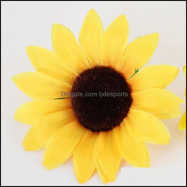 Fiori decorativi Ghirlande 10 Pz 7 Cm All'ingrosso Lagre Seta Girasole Testa di Fiore Artificiale Per Weddingdecoration Scrapbooking Acce Dhoui