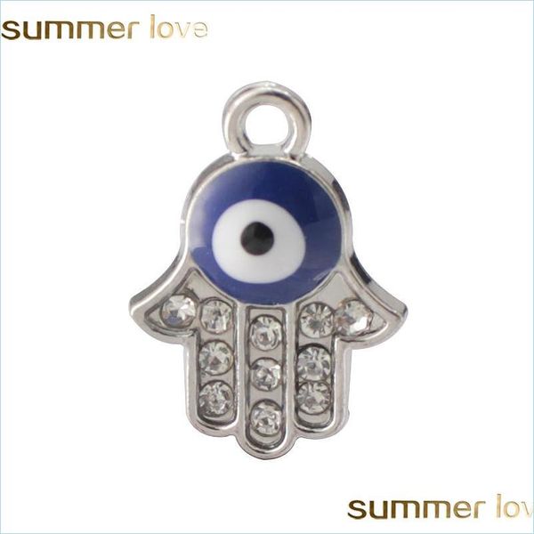 Charms Crystal Emamel Fatima Hamsa Charm Eyes Pendants для браслетных ювелирных украшений сплав сплав.