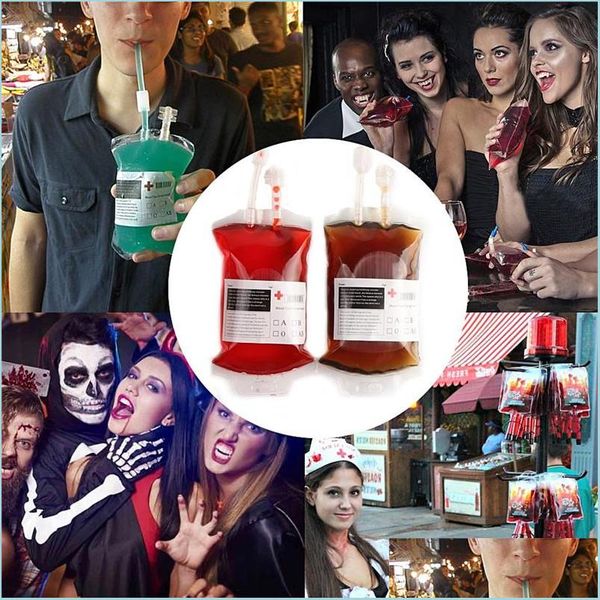 Outras festas festivas suprimentos claros halloween alimentos de pvc saco de bebida The Vampire Diaries Cosplay Blood Props Decoration Supplies