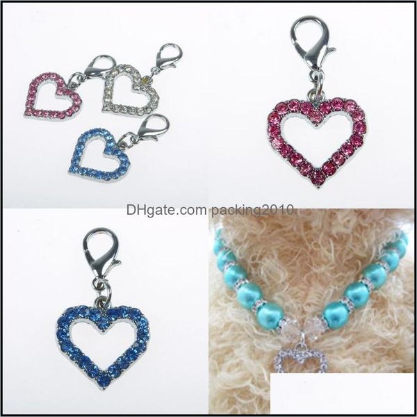 Targhetta per cani Carta d'identità Moda a forma di cuore Cani Ciondolo Strass Collare per cani Tag Accessori per animali Semplicità 2Mp Y2 Consegna a domicilio Gar Dhrjd