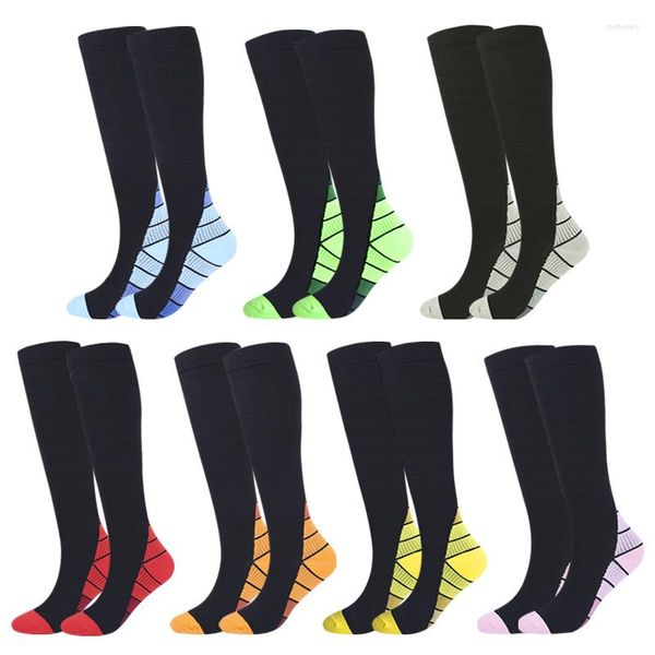 Herrensocken im Freien, Reiten, Laufen, Unisex, gestreift, Kompression, farblich passend, Sport, Krampfadern, Herren-Oberschenkelstrümpfe