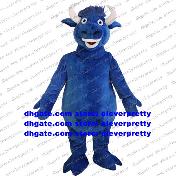 Blaues Kerbau Büffel-Bison-Maskottchen-Kostüm, Ochsenbulle, Kuh, Rinder, Kalb, Zeichentrickfigur, Karneval, Fiesta, als Souvenir aufbewahren zx2541