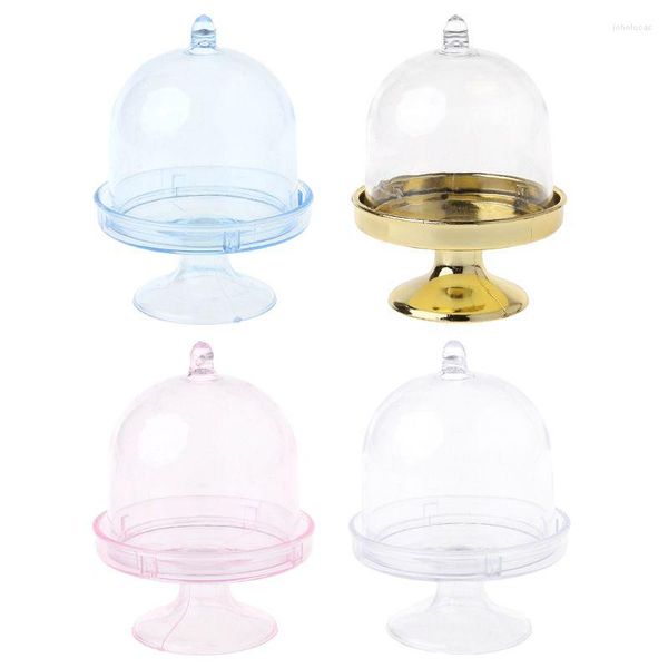 Embrulho de presente 5 pcs mini bolo stand cupcake box wedding favor party party plástico doce transparente chá de bebê decoração de aniversário