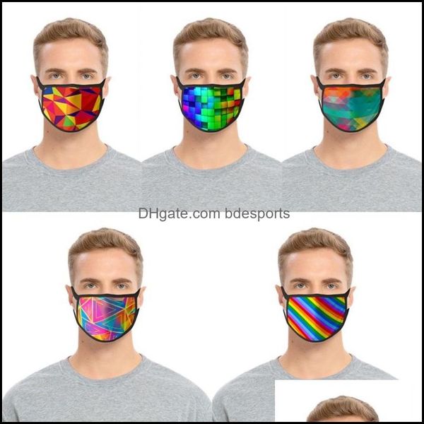 Maschere di design Protezione Respiratore Antipolvere Mascarilla Arcobaleno Maschera facciale pieghevole Colore intenso Bello Lavabile Riutilizzabile Adt K Dhryw