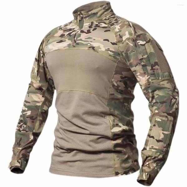 Polo da uomo Camicia tattica da caccia all'aperto T-shirt da combattimento Soft Air T-shirt militare dell'esercito Camflouge Outfit