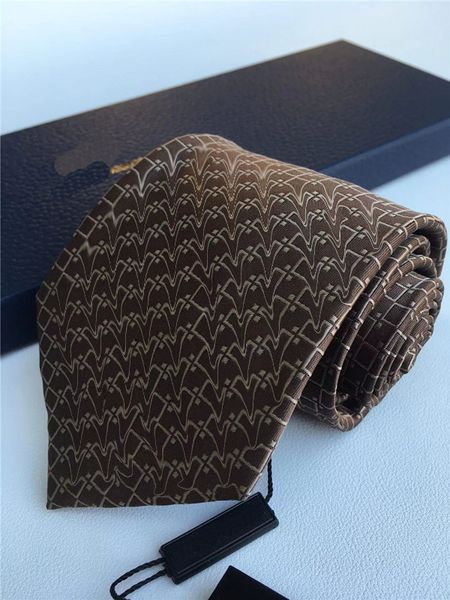 2023 Designer Mens Lettera 100% Cravatta di seta Cravatta nero blu Aldult Jacquard Party Wedding Business Tessuto Fashion Design Hawaii Cravatte box 688