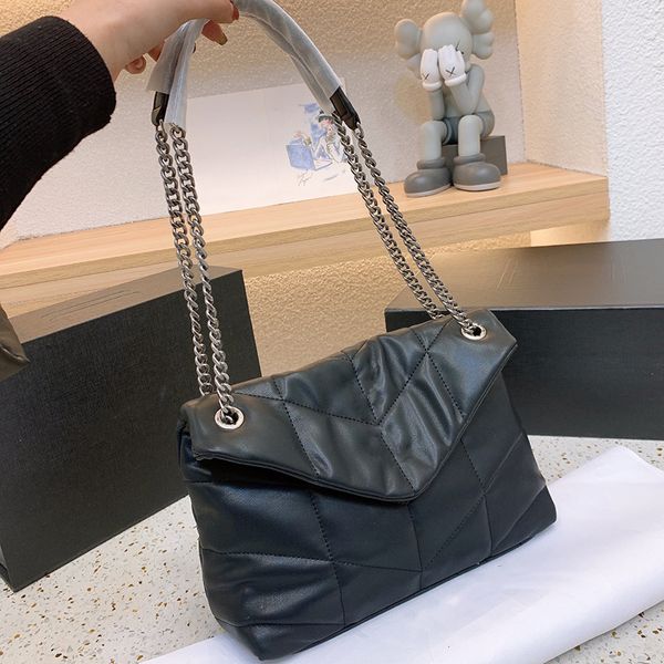 Lüks tasarımcı çanta totes puffer loulou çantaları kadınlar büyük zincir çantalar omuz crossbody klasik orijinal kuzu derisi yumuşak deri cüzdan çantası tüm damgalı