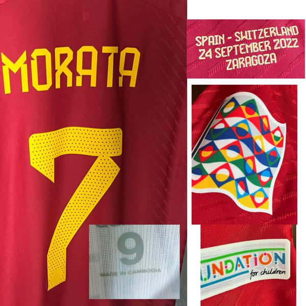 Домашний текстиль 2022 Матч и носимый игрок выпуск Morata Jersey Torres Asensio ansu fati gavi koke pedri carvajal maillot soccer back