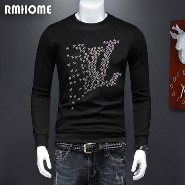 Moletom Com Capuz Masculino Avião Strass Suéter Inverno Quente Pulôver Masculino Algodão Novo Design Moda Bonito Causal Solto Moda Top Diário Festa Homem Pulôver Roupas