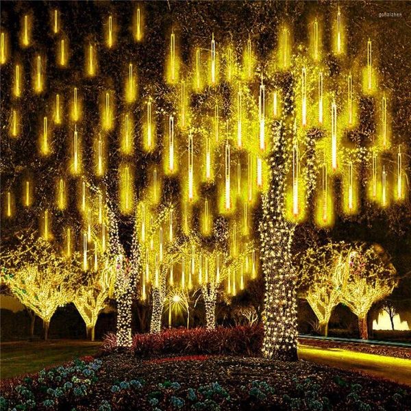 Строки Рождественские огни на открытом воздухе 30/50 см метеорной душ 8 Трубка падающие дождевые светильники для рождественского дерева годовой вечерин