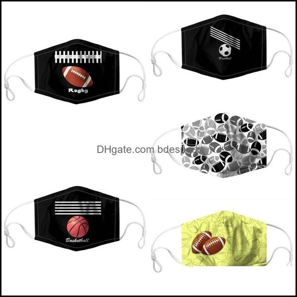 Дизайнерские маски для регби футбольный баскетбольный рисунок тасточка для умываемой респираторной пылепроницаемой повторно используемой маски для лица ADT Good un dh1zw