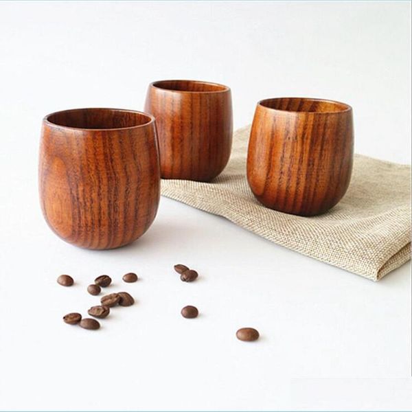 Tassen Untertassen Japan-Stil Holz Teetasse 5 Unzen Naturholz Weingläser 150 ml Kaffeetassen Bier Saft Milch Tassen Drop Lieferung Home Gar Dh4Ok