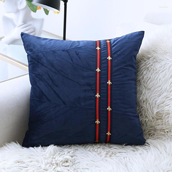 Pillow Nordic Luxury Cover Velvet Sofá Bordado Casos de arremesso de fita bordados Acessórios para carros de decoração 45x45