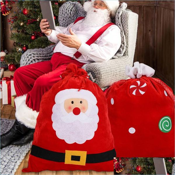 Weihnachtsdekorationen Santa Veet Geschenktüte Weihnachten Neujahr Kinder Geschenk Süßigkeiten Aufbewahrung Dstring Taschen Drop Lieferung Hausgarten Festliche Pa Dh9Jn