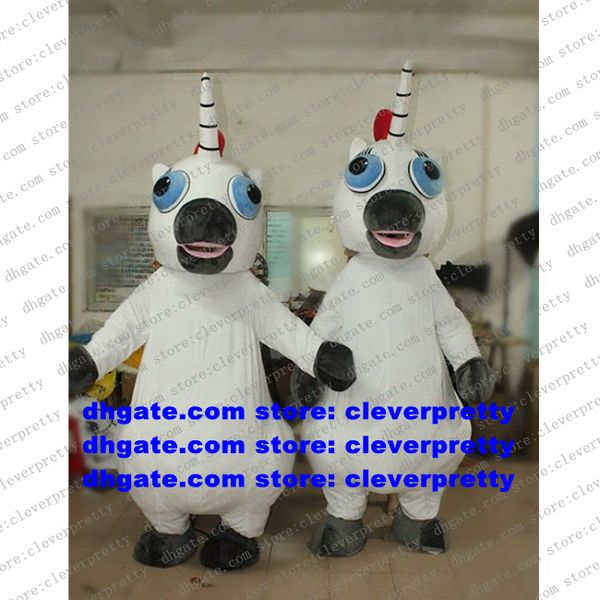 Costume mascotte cavallo bianco ad angolo singolo UNIMON Ainkhuern Unicorno Pony arcobaleno Personaggio Art Festival Business Street zx2150