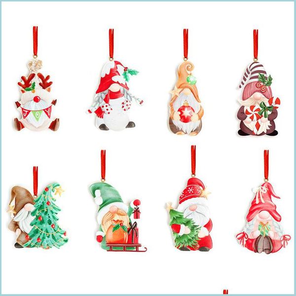 Decorazioni natalizie Albero di Natale Ornamento in resina Alce Pupazzo di neve Babbo Natale Ciondolo in miniatura Decorazione natalizia Consegna a domicilio G Dhh7T