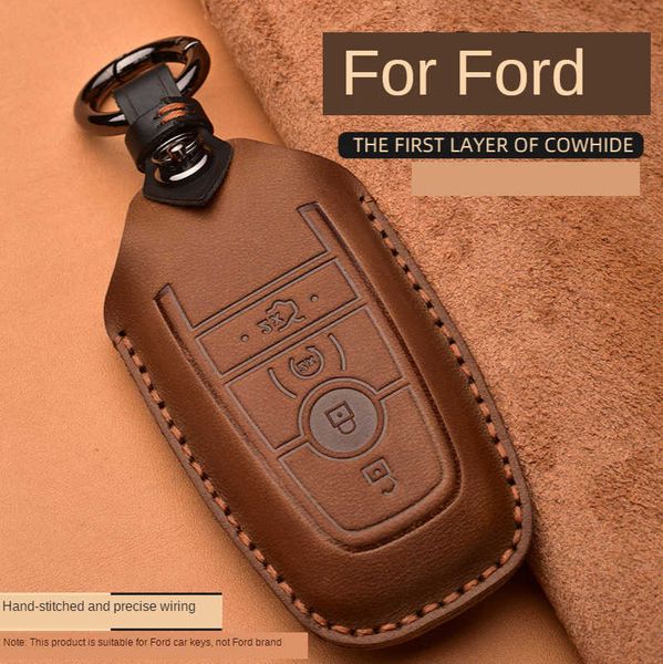 Ключ автомобиля Crazy Horse Leather Care Case для Ford Mustang 2018 Ecosport Remote Fobs Cover Cover Keys Chey