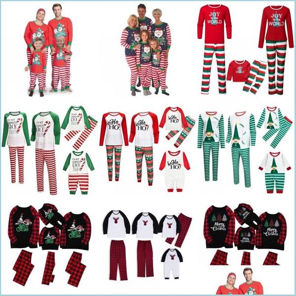 Altre forniture per feste festive Set di pigiami per la famiglia di Natale Papà Mamma Bambini Indumenti da notte coordinati per bambini Abbigliamento da notte per feste Consegna a domicilio Hom Dhp49