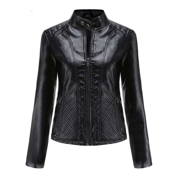 Jaqueta de couro feminina feminina mulher outono da primavera de moda feminina de moda preta vermelha marrom roupas damas jaqueta feminina veste cuir femme xxl 221111