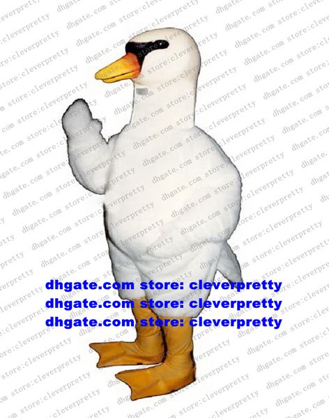 White Long Fur Swan Cygnus Costume mascotte Oca Oche Personaggio dei cartoni animati per adulti BRAND IDENEITY Educazione prescolare zx2429