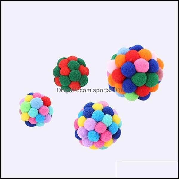 Toys de gatos gatos gatos bola elástica de gatinhos artesanais divertidos algodão flexível sino sino ball colorf gato gato suprimentos de brinquedo Novo chegada 3 8si m2 dro dhhkn