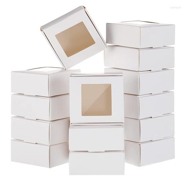 Pedra de 50 peças Mini Kraft Paper Caixa com janela presente Packaging Treat for HomeMade Soap Bakery Candy