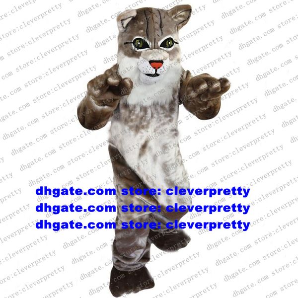 Traje de mascote de gato selvagem cinza Wildcat Ocelot Lynx Catamount Bobcat Caracteres de desenhos animados Photo Spot Spot ZX526