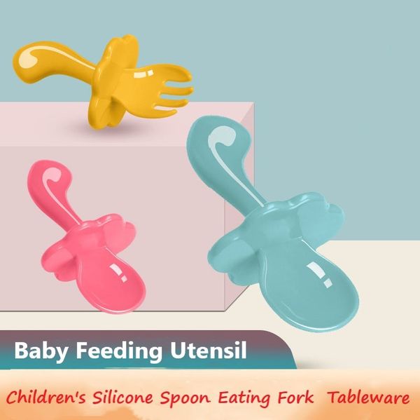Utensílio infantil Baby Feeding Spoon Fork Fitle Suit Suplementary Training Treining Tableware Conjunto de tabela