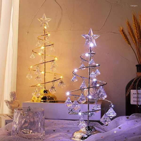 Lâmpadas de mesa Decoração da sala de Natal Presente Growing Tree Night Night Light Witht Iron