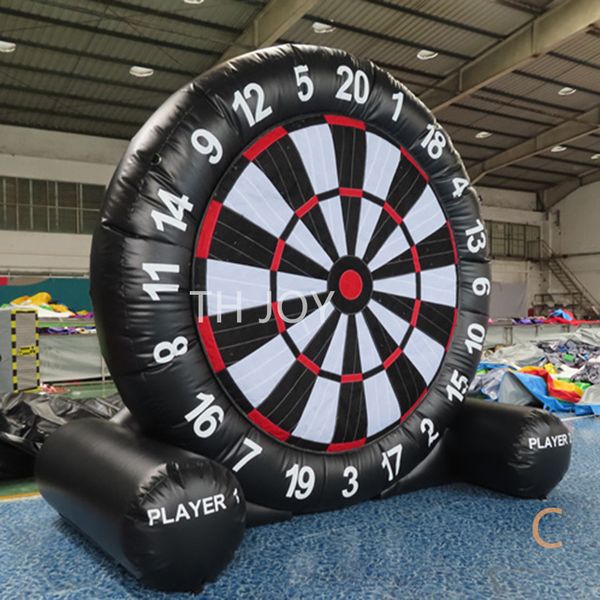 Lieferung Werbung Aufblasbare Outdoor-Aktivitäten PVC gute Qualität 3m 10ft aufblasbare Fußball-Dartscheibe Riesen-Fußballpfeile für Erwachsene und Kinder