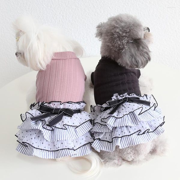 Hundebekleidung, Schleifen, Mädchenkleider mit Tutu-Röcken für Hunde, rosa schwarze Weste, Bichon-Kleidung, XS-XL-Größe, Chihuahua-Kostüm, kleine Katzen, Haustierkleid