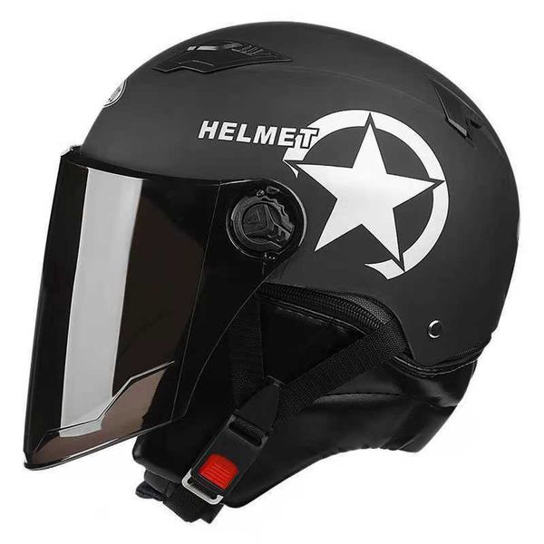 Capacetes de ciclismo Capacete elétrico Motocicleta Scooter Summer Meio capacete com lente Capacetes de motocicleta de face aberta
