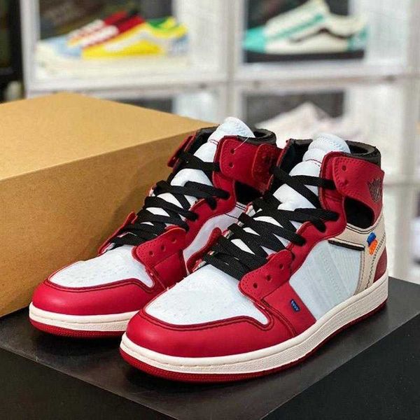 Sapatos High 1s Off Pro Design Joint UNC Chicago Carolina do Norte Chaussures Red Blue White Women Sports Sneakers Trainer