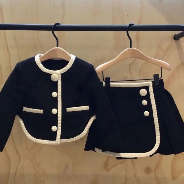 Conjuntos de roupas 2pcs meninas Tweed Kids Inverno Autumn Mangas longas Princesa Top e saia Projetado de aniversário uniforme pano luxuryparty 1 10ys 221111