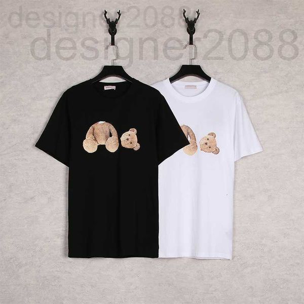 Designer de camisetas masculinas Broken Head Teddy Bear Padrão de Impressão Tirada Street Fashion Casal de desenhos animados solto de mangas curtas Homens e mulheres W7YJ