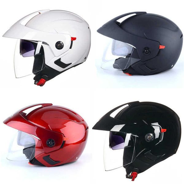 Caschi da ciclismo Vendita calda Casco da motociclista 3/4 a buon mercato e buono DOT Approvato Doppia visiera Motocross Nero L CE T221107