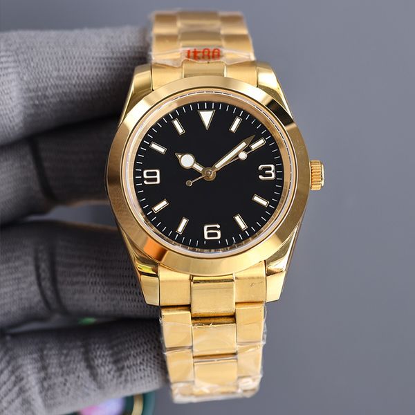 MännerFrauen Uhren Rolx Luxus Gold Air King 40mnm Verkauf Edelstahl Saphirglas Spiegel Automatische mechanische Armbanduhren Standard für erfolgreiche Männer wr