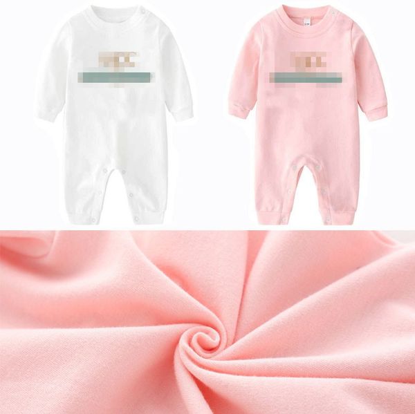Pagliaccetto per neonato da bambina 0-24 mesi Lettera di moda Abbigliamento per bambini Tute di marca a maniche lunghe rosa bianco