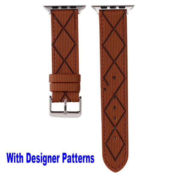 Tiras de relógio ajustáveis ​​de moda de moda para maçã 8 7 6 5 4 Designer Luxury Sport couro Três estrelas Strap Smart Relógios 38mm/40mm/41mmm/42mm/44mm/45mm i-watch watch watch band