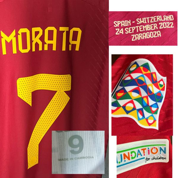 Американский колледж футбол Wear 2022 Match Match Player Проблема Morata Jersey Torres Asensio Ansu Fati Gavi Koke Pedri Carvajal Maillot