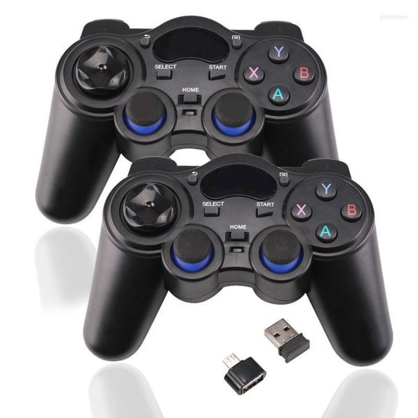 Controladores de jogo 2.4g controlador sem fio joystick gamepad com micro USB OTG Adapter para Android TV Box PC PS3 R57