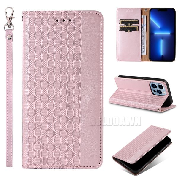 Luxury PU leather Mobile Phone Cases With Card Slot Hand Wrist Strap For iPhone 11 12 13 14 Pro Max Samsung S22 S21 Plus Ultra A73 A53 A33 5G Wallet Phone Cover