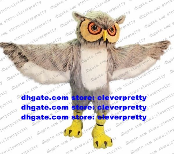 Cinzen Long Fur Ordy Owl Owlet Mascot Costume de desenho animado de desenhos animados de caráter de caráter