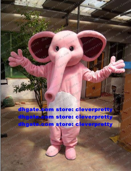 Traje de mascote de elefante de elefante rosa, traje de desenho animado de desenho animado, traje de caráter de grande bodog, passeios de família ZX2935