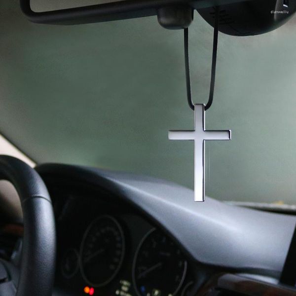 Decorações de interiores Pingente de carro Cross Metal Chrome Trowview espelho pendurado Ornamento Tuning Acessórios automáticos Decoração